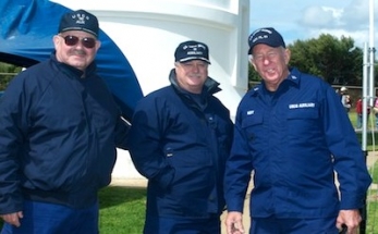 Gordo Joins USCG Auxiliary District 11 Commodore Michael Johnson (Center) and Chief-of-Staff Harry Jacobs (Left) in Greeting More Than 3500 Vistors<p>