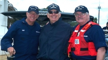 <b><font color=#151B8D>Amateur Radio Demonstration</b></font><br>Fellow Hams Ed Green AD6SR (Center) & Pastor Jason Gant W6AUX (Right) Assist Gordo With His Amateur Radio Demonstrations & Display<p>